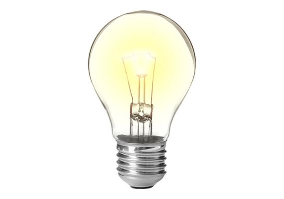An illuminated lightbulb